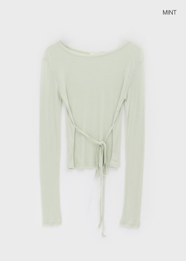 Cut Me Strap See-through Tension Long Sleeve T-shirt