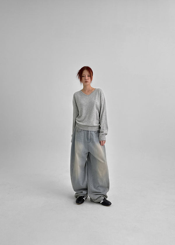 Jerrole Washing Cut Balloon Denim Pants