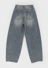 Remel Curved Washed Balloon Wide Denim Pants