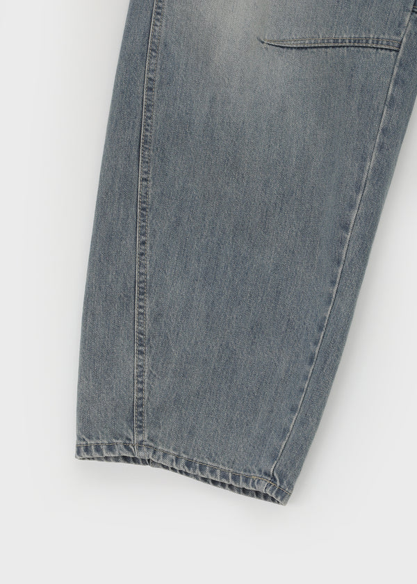 Remel Curved Washed Balloon Wide Denim Pants