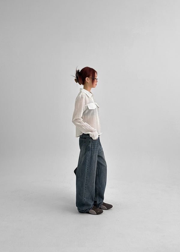 Shanto Semi-crop Striped Shirt