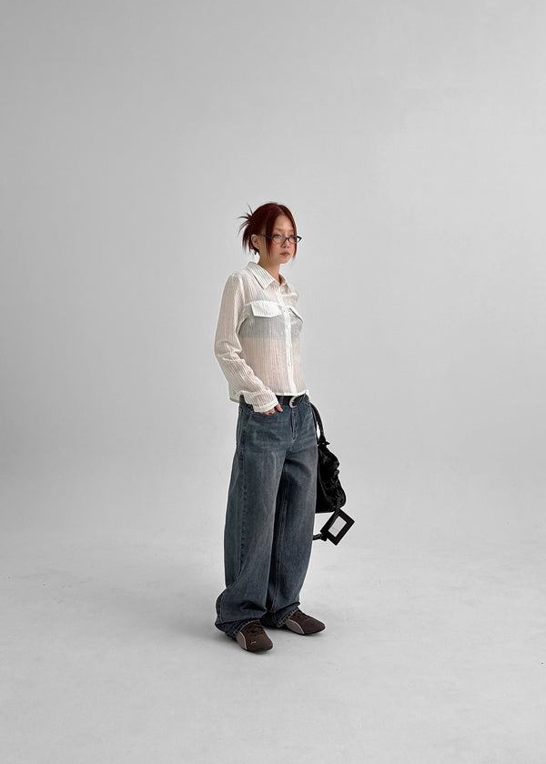 Shanto Semi-crop Striped Shirt