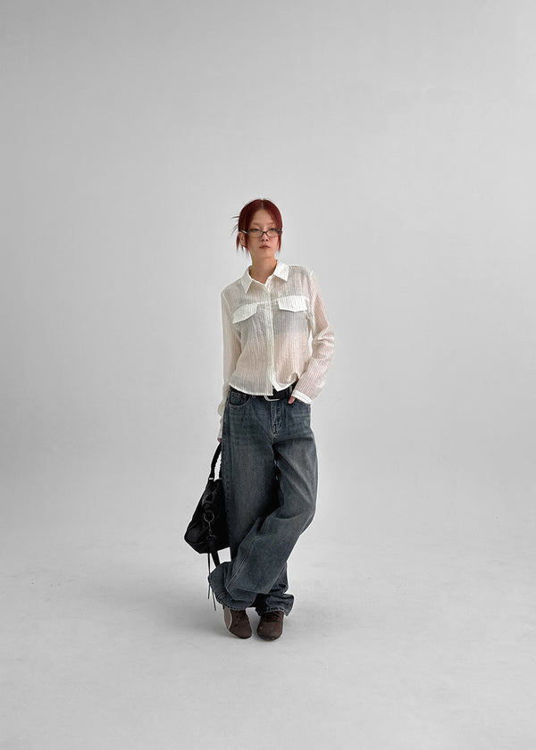 Shanto Semi-crop Striped Shirt