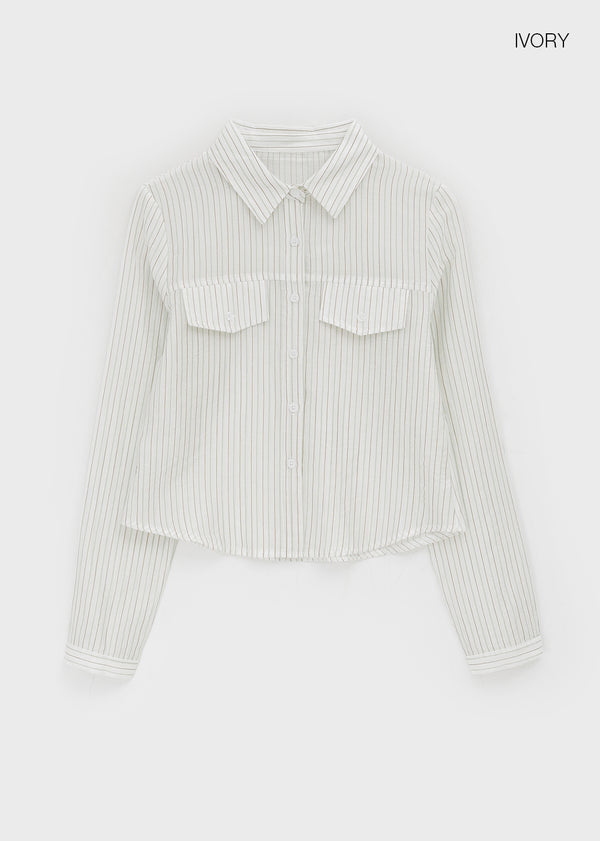 Shanto Semi-crop Striped Shirt