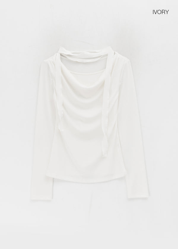 Cluet Set - Drape Long-sleeved T-shirt, Muffler