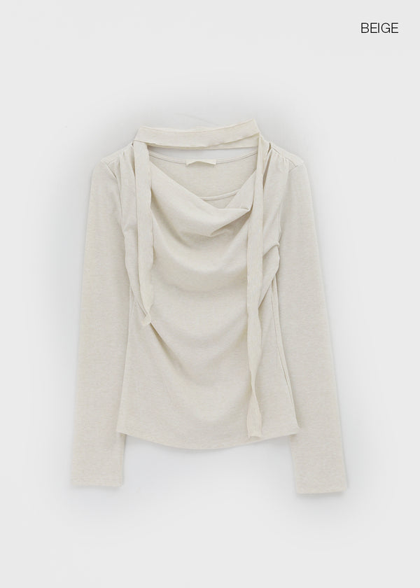 Cluet Set - Drape Long-sleeved T-shirt, Muffler