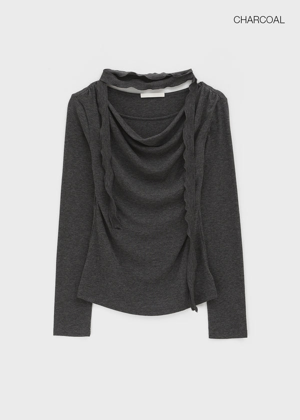 Cluet Set - Drape Long-sleeved T-shirt, Muffler