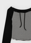 Banon Striped Off-shoulder Crop Long Sleeve T-shirt