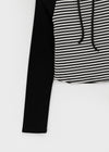 Banon Striped Off-shoulder Crop Long Sleeve T-shirt