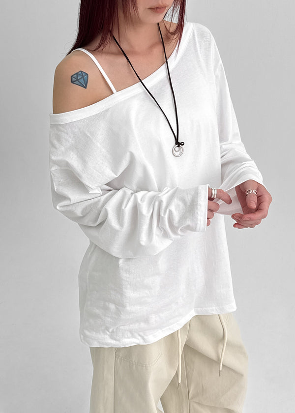 Otl Basic Off-shoulder Long Sleeve T-shirt