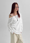 Otl Basic Off-shoulder Long Sleeve T-shirt