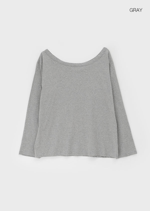 Otl Basic Off-shoulder Long Sleeve T-shirt