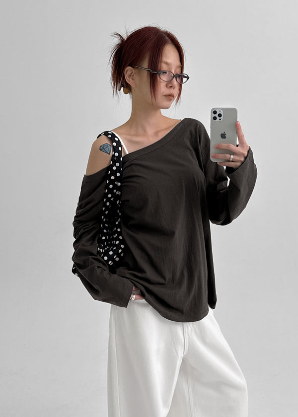 Otl Basic Off-shoulder Long Sleeve T-shirt