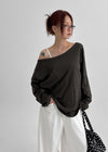 Otl Basic Off-shoulder Long Sleeve T-shirt