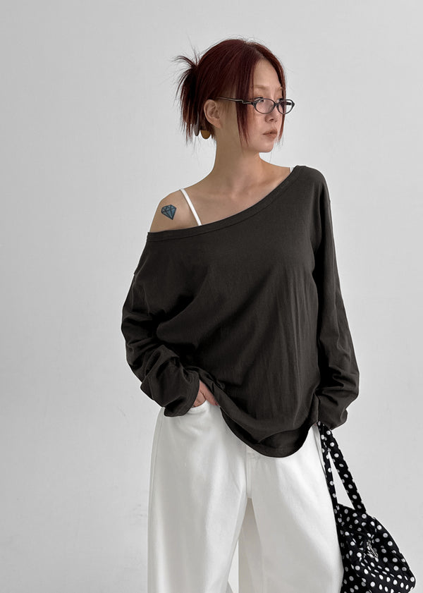 Otl Basic Off-shoulder Long Sleeve T-shirt