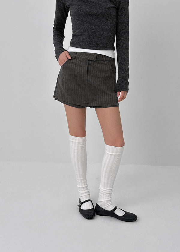 Tihen Striped Low-waist Skirt Pants