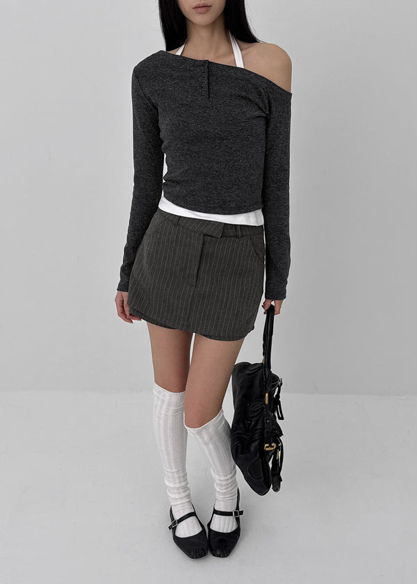 Tihen Striped Low-waist Skirt Pants