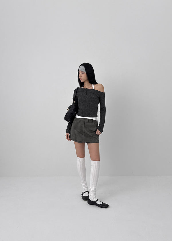 Tihen Striped Low-waist Skirt Pants