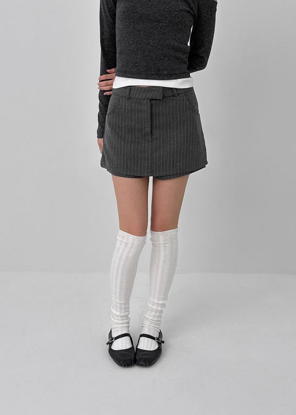 Tihen Striped Low-waist Skirt Pants