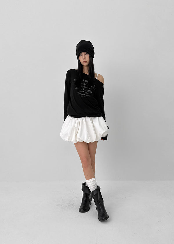 Ronken Roll-up Banding Balloon Mini Skirt Pants