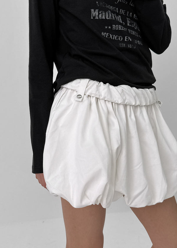 Ronken Roll-up Banding Balloon Mini Skirt Pants