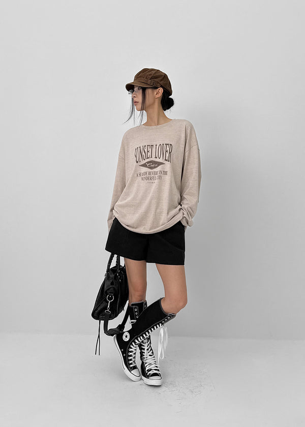 Conson Pigment Lettering Long Sleeve T-shirt