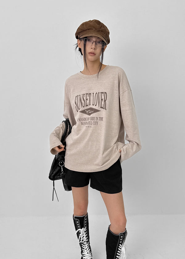 Conson Pigment Lettering Long Sleeve T-shirt