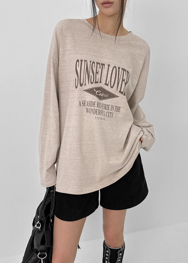 Conson Pigment Lettering Long Sleeve T-shirt