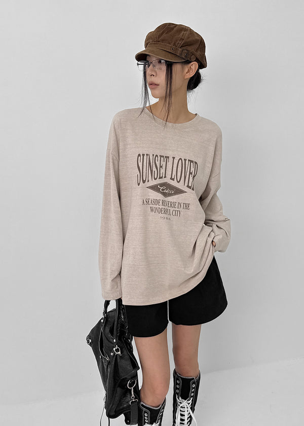 Conson Pigment Lettering Long Sleeve T-shirt