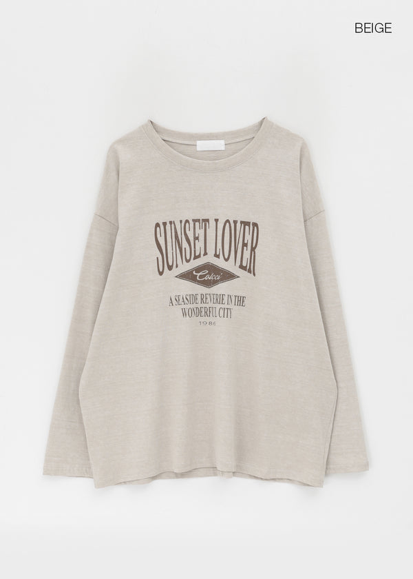 Conson Pigment Lettering Long Sleeve T-shirt