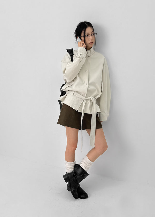 Romtor High Neck Half Cotton Jacket (belt Set)