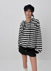 Team Two Stripe Printed Hooded Zip-up
