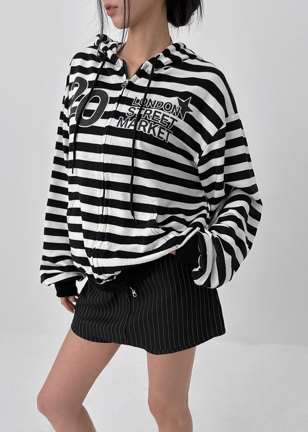 Team Two Stripe Printed Hooded Zip-up