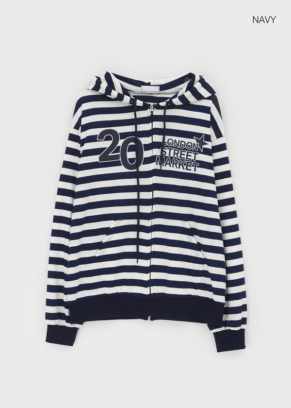 Team Two Stripe Printed Hooded Zip-up