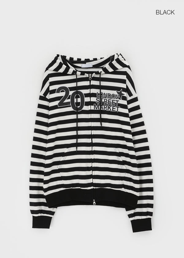 Team Two Stripe Printed Hooded Zip-up