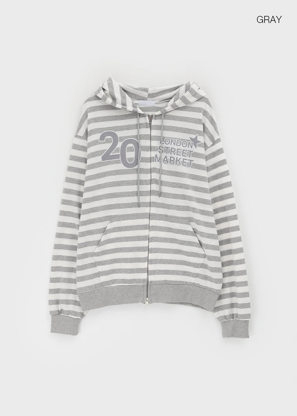 Team Two Stripe Printed Hooded Zip-up