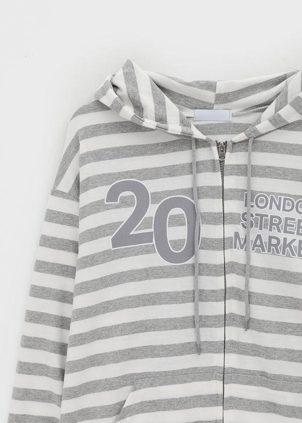 Team Two Stripe Printed Hooded Zip-up