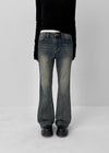 Wis Cat-washed Bootcut Denim Pants