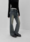Wis Cat-washed Bootcut Denim Pants