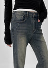 Wis Cat-washed Bootcut Denim Pants