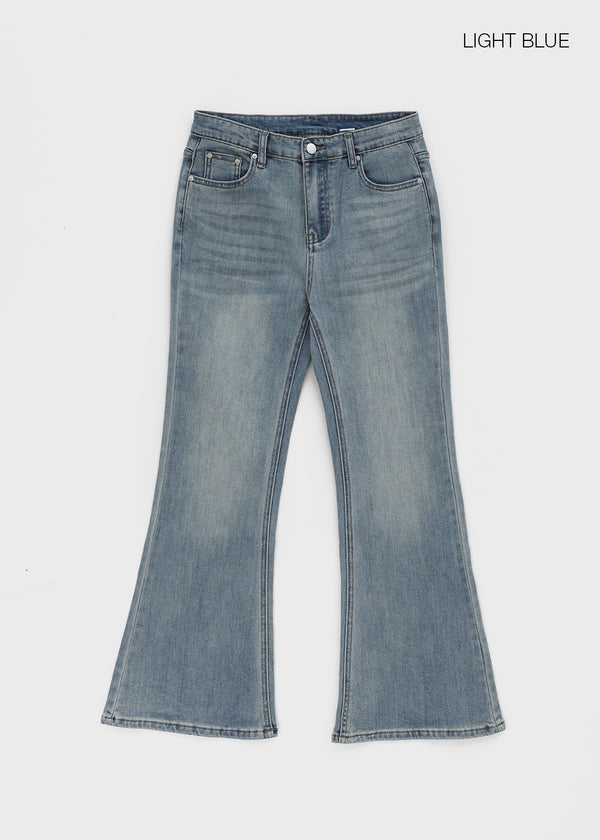 Wis Cat-washed Bootcut Denim Pants