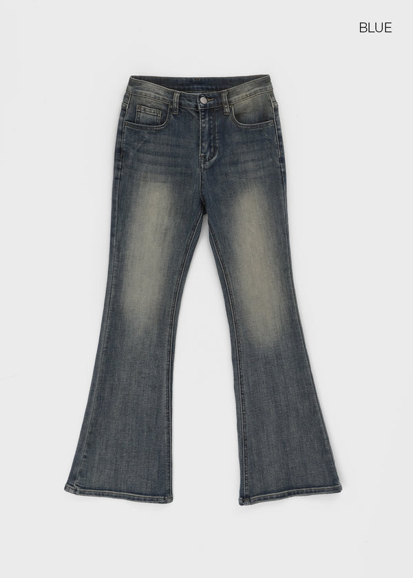 Wis Cat-washed Bootcut Denim Pants
