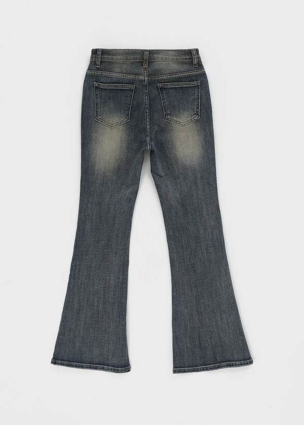Wis Cat-washed Bootcut Denim Pants