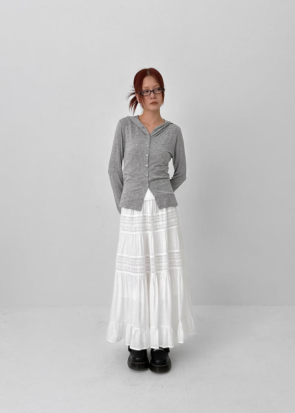 Mignon Tension Button Hooded Cardigan