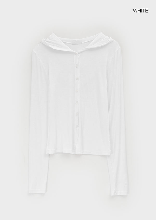 Mignon Tension Button Hooded Cardigan