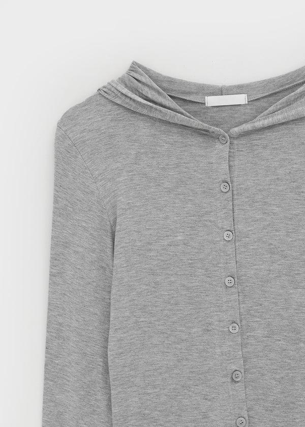 Mignon Tension Button Hooded Cardigan