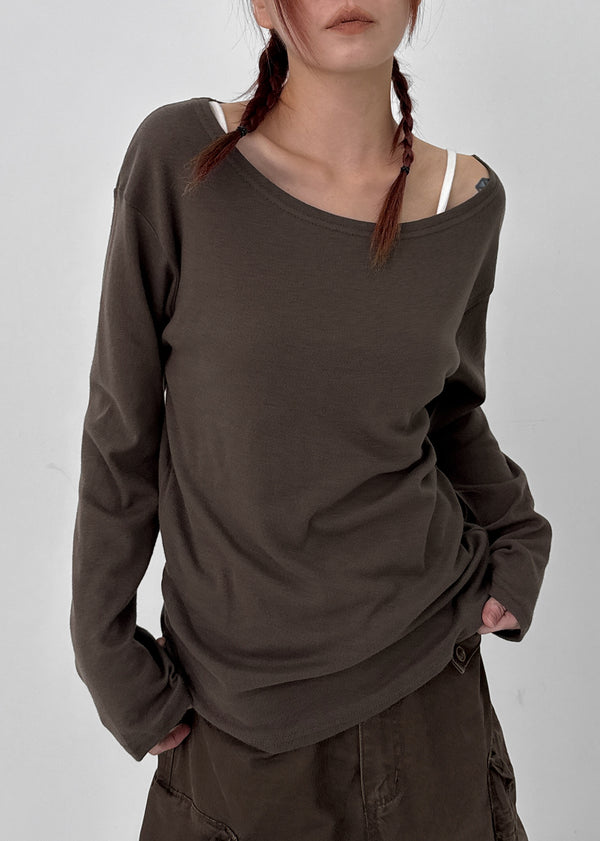 Jegle Basic Loose Fit Long Sleeve T-shirt
