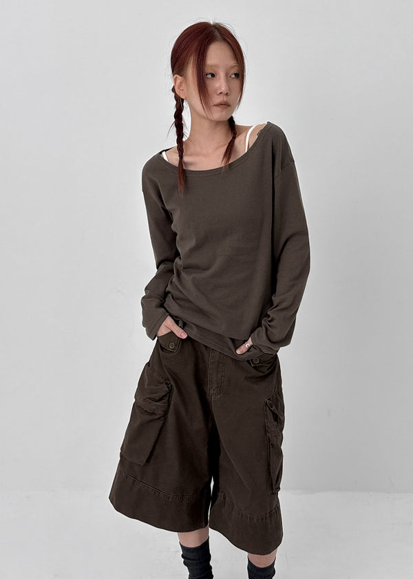 Jegle Basic Loose Fit Long Sleeve T-shirt