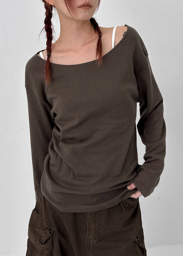 Jegle Basic Loose Fit Long Sleeve T-shirt