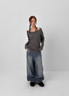 Long Show Wide Semi-balloon Denim Pants